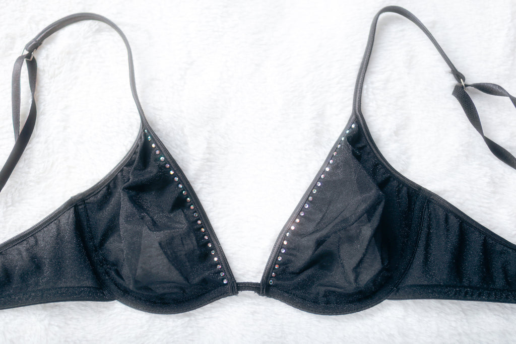 Victoria's Secret Vintage Y2K Unlined Sheer Mesh Plunge Bra Black 34B