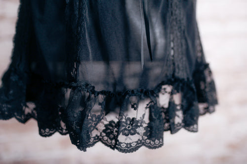 Victoria's Secret Sexy Little Things Vintage Boho Gothic Sheer Mesh Chemise Lingerie Medium Black