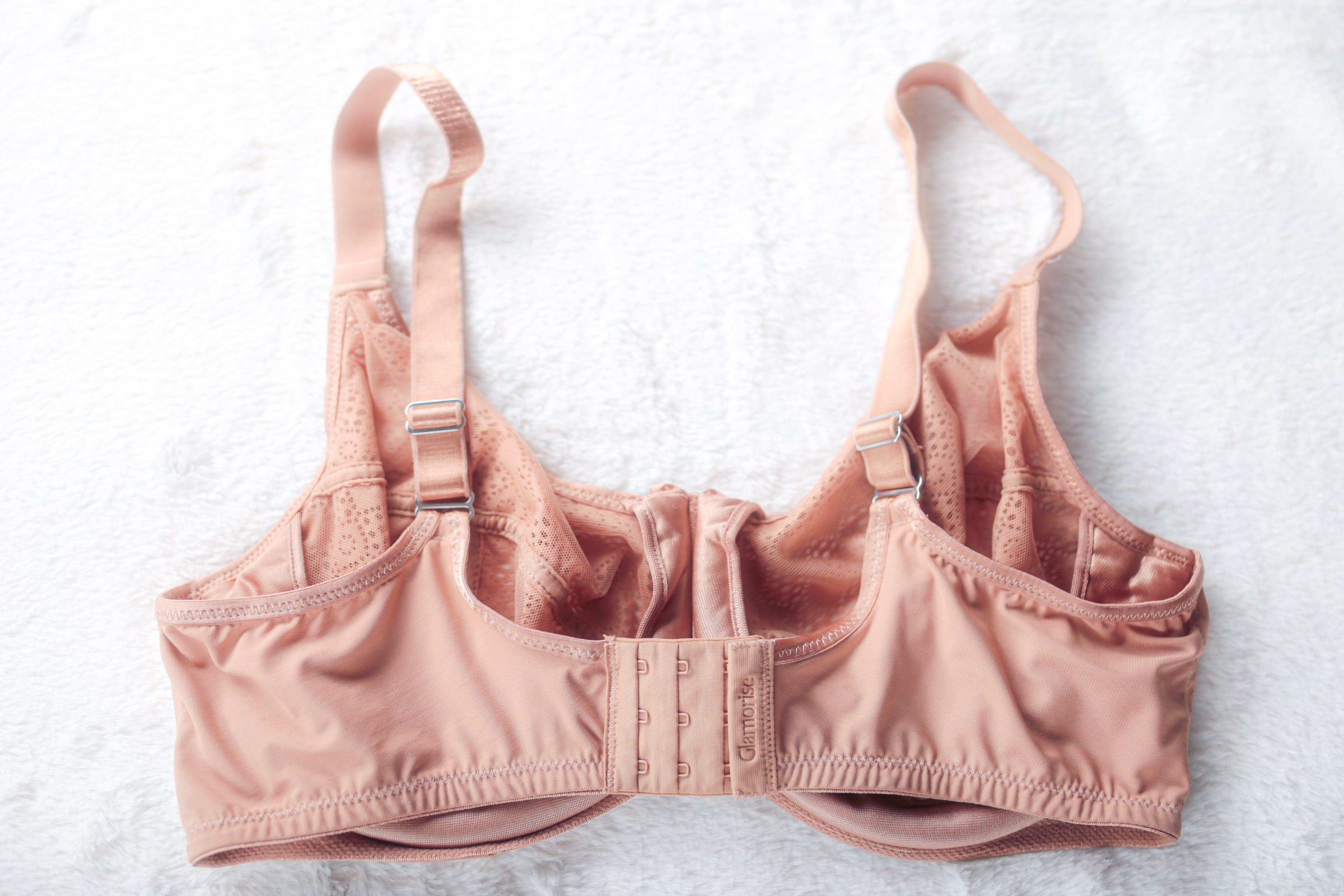 Glamorise 9855 Lace Comfort Wonderwire Unlined Underwire Bra Beige 38DD