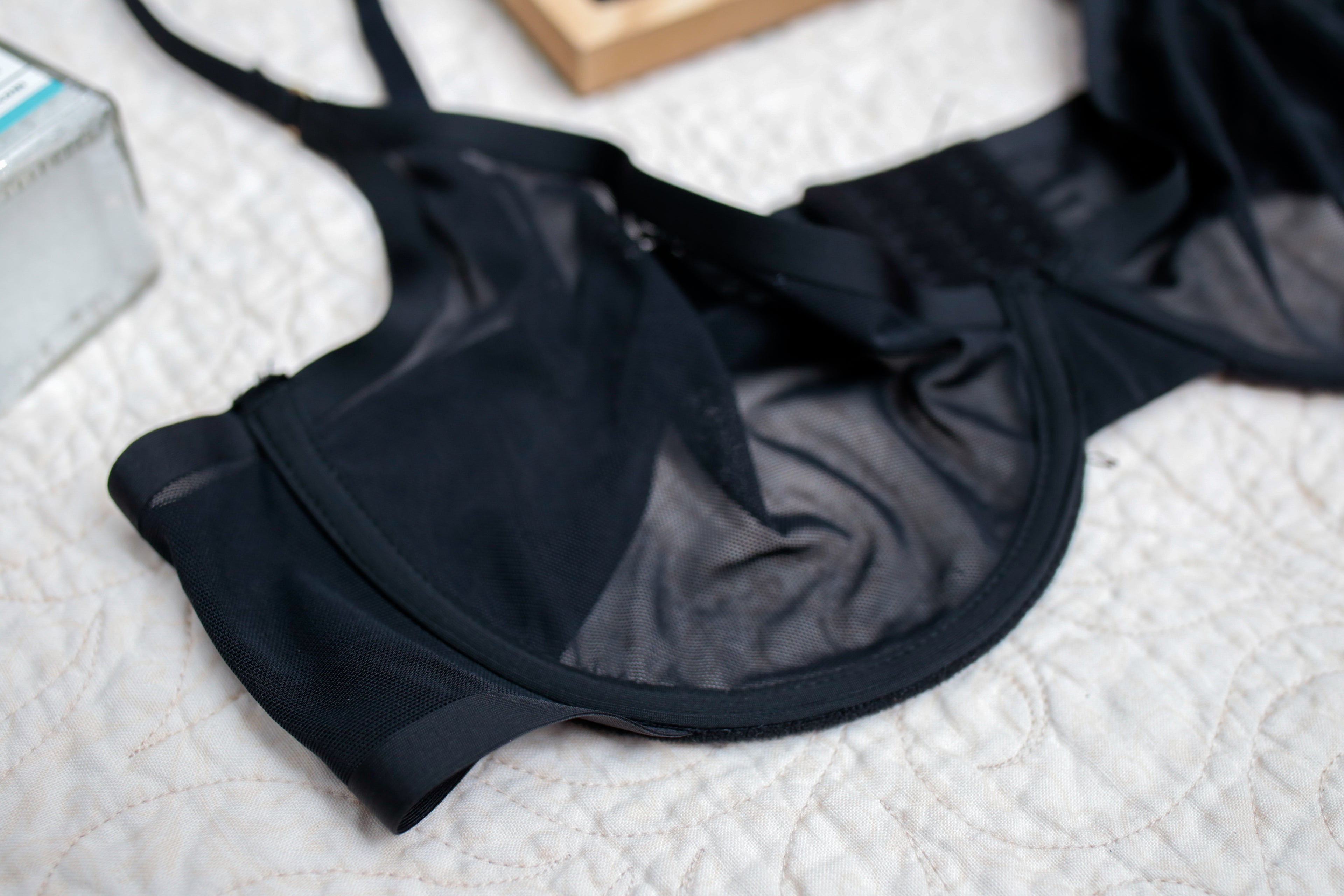 BootayBag Sexy Minimalist Underwire Bra XL Sheer Black Mesh