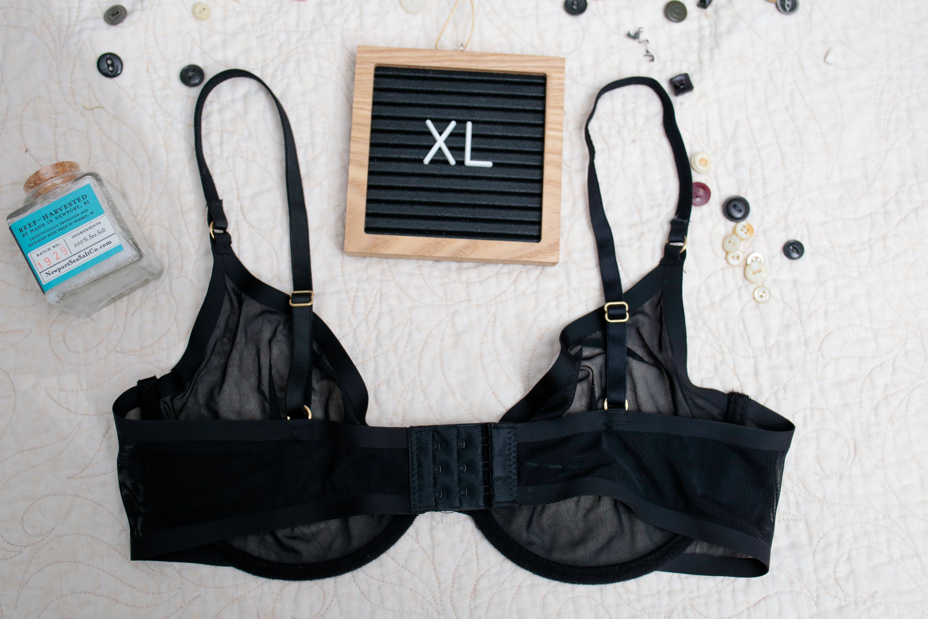 BootayBag Sexy Minimalist Underwire Bra XL Sheer Black Mesh