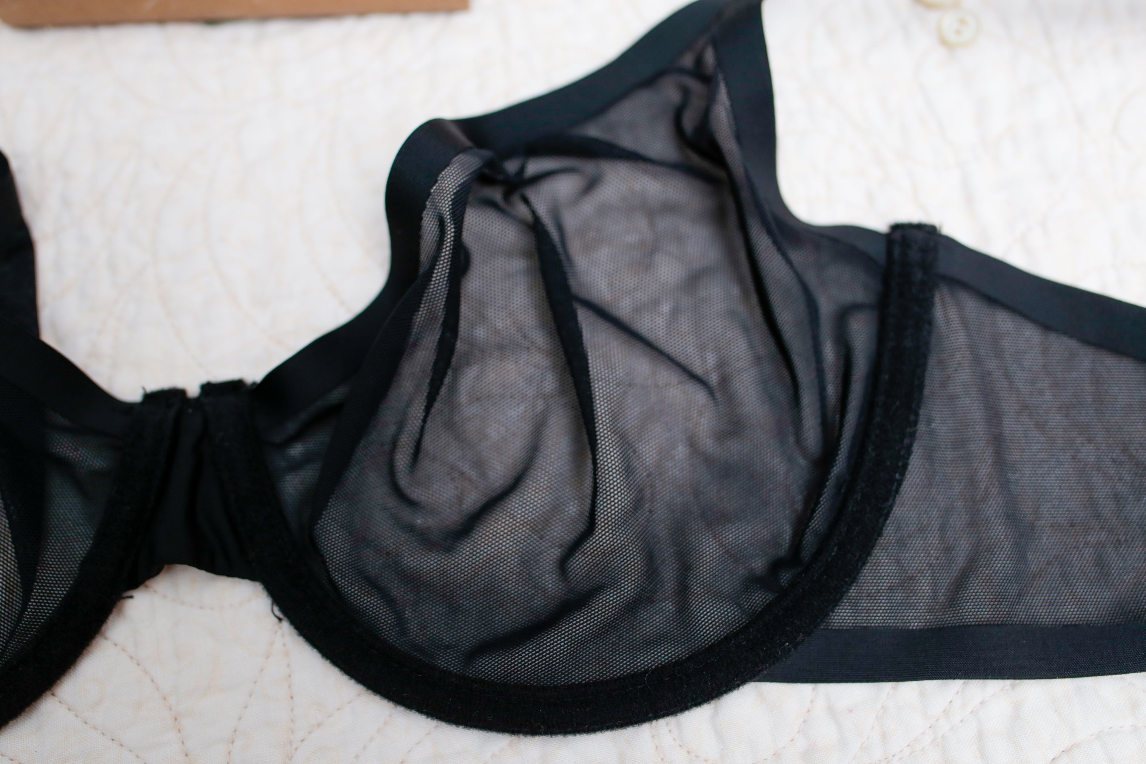 BootayBag Sexy Minimalist Underwire Bra XL Sheer Black Mesh