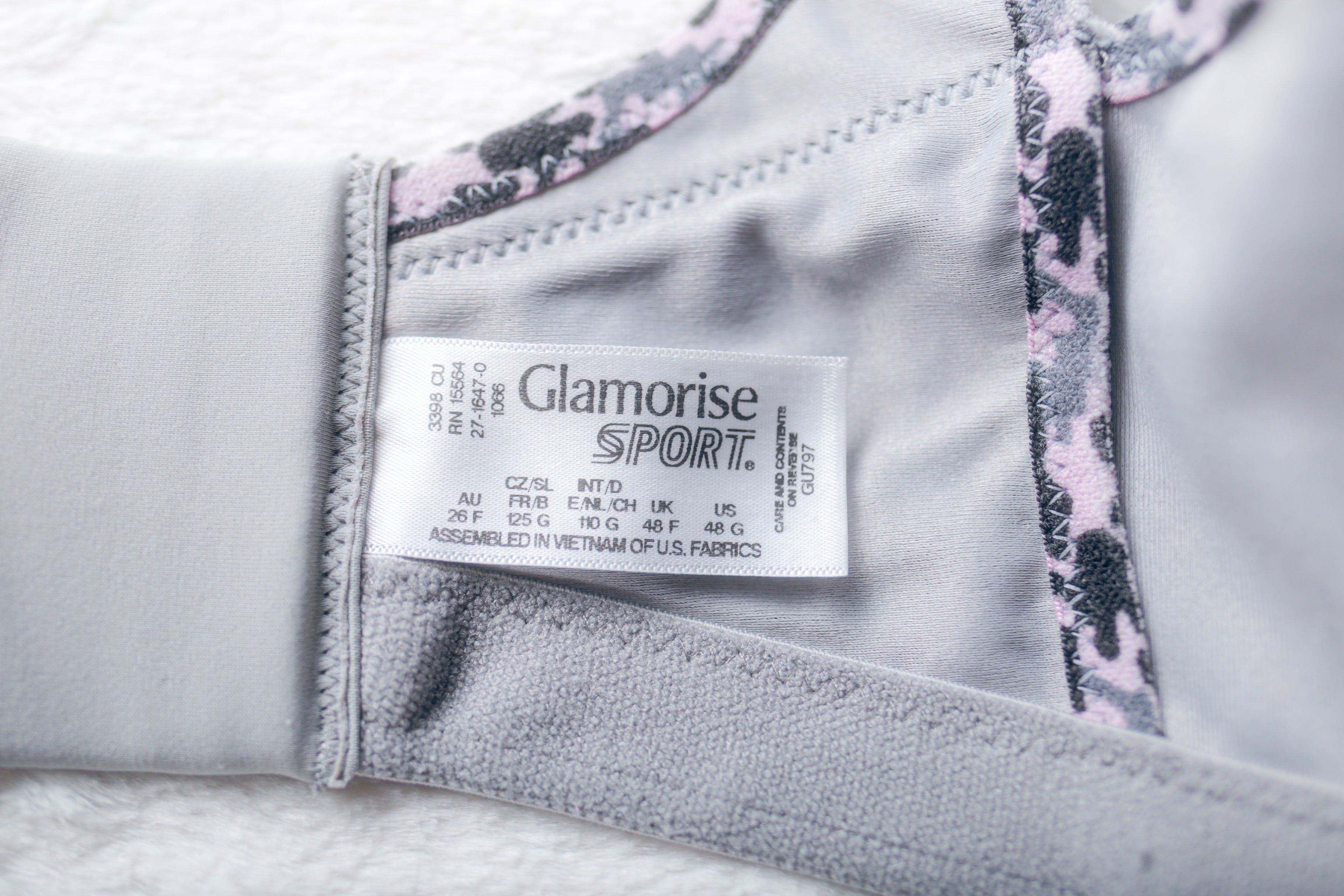 Glamorise Sport 1066 No Bounce Camisole Wireless Sports Bra Gray US 48G UK 48F