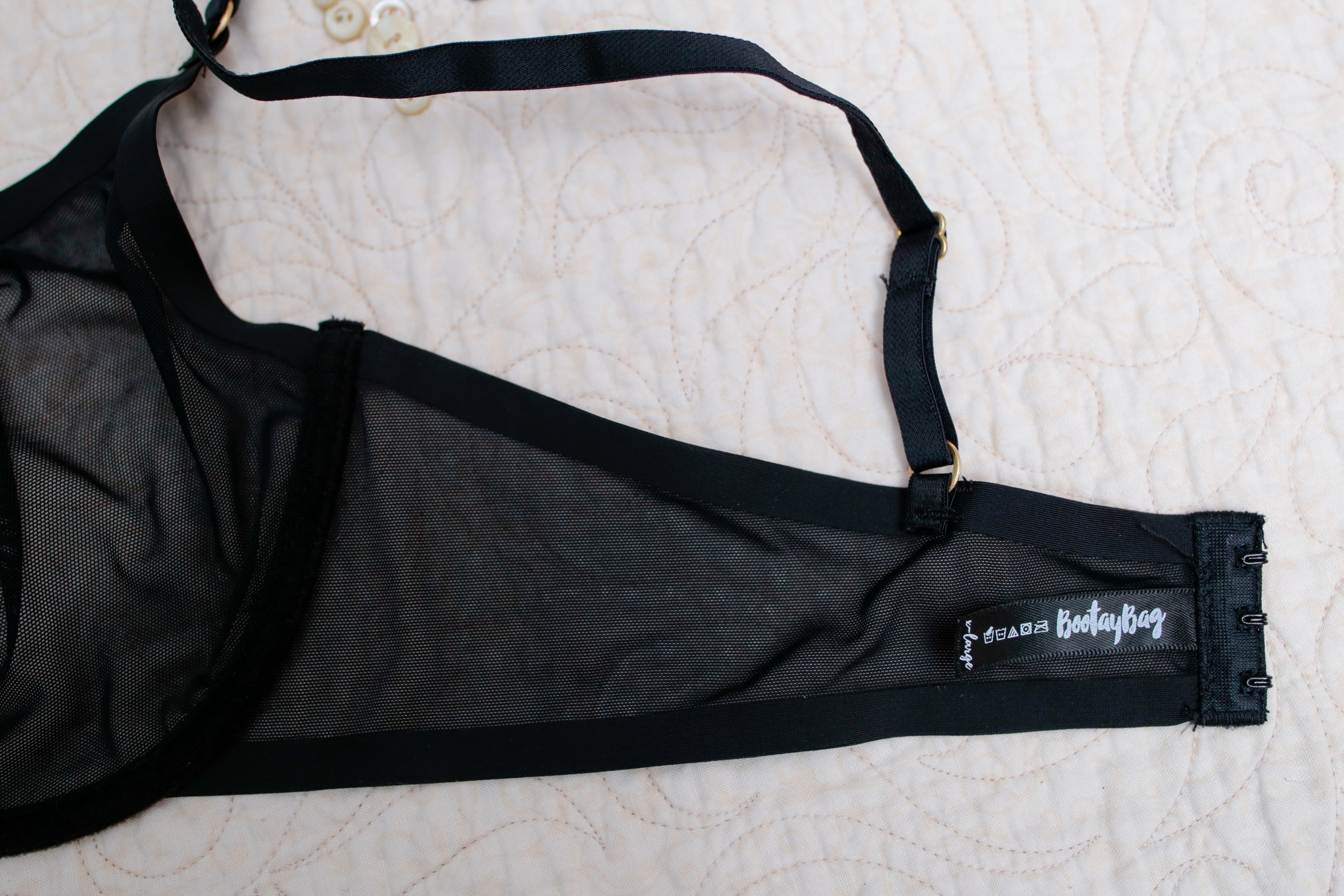 BootayBag Sexy Minimalist Underwire Bra XL Sheer Black Mesh