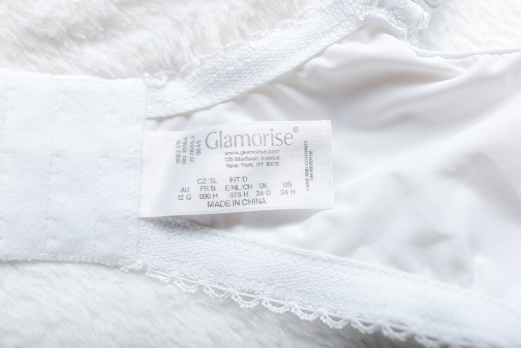 Glamorise 9845 Elegance Lace Wonderwire Unlined Underwire Bra White US 34H UK 34G