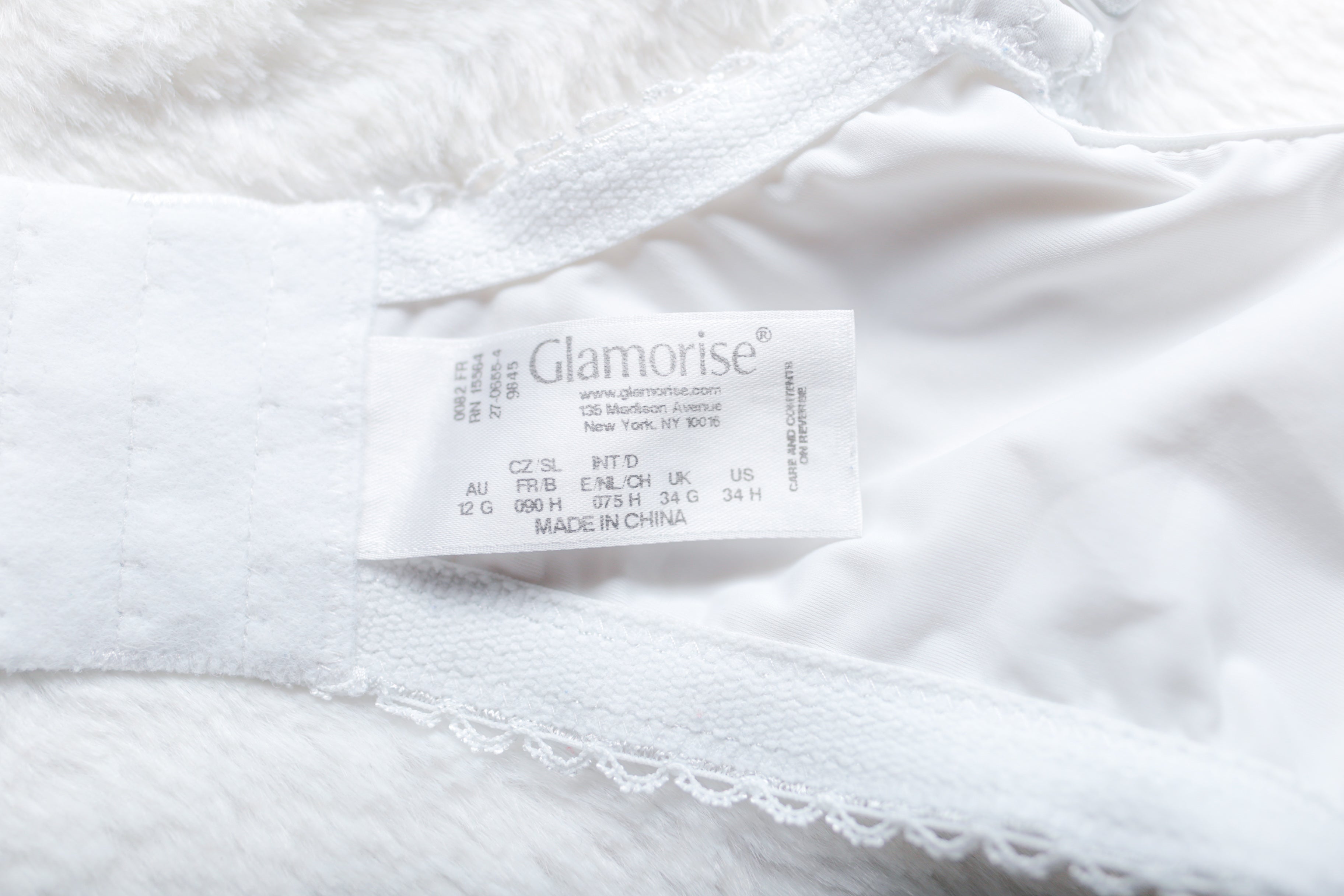 Glamorise 9845 Elegance Lace Wonderwire Unlined Underwire Bra White US 34H UK 34G