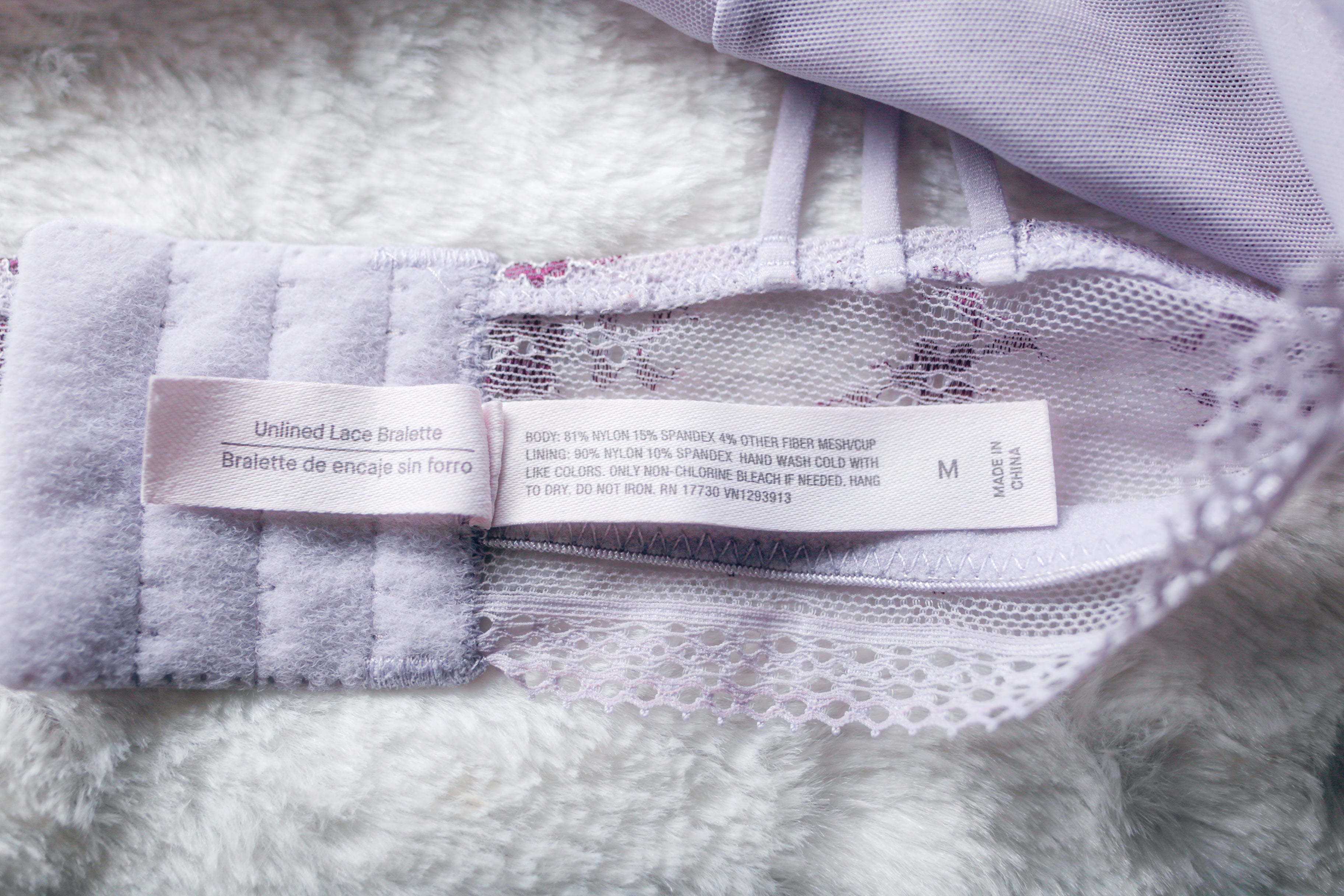 Auden Unlined Boho Sheer Lace Wireless Bralette Lavender Purple Medium