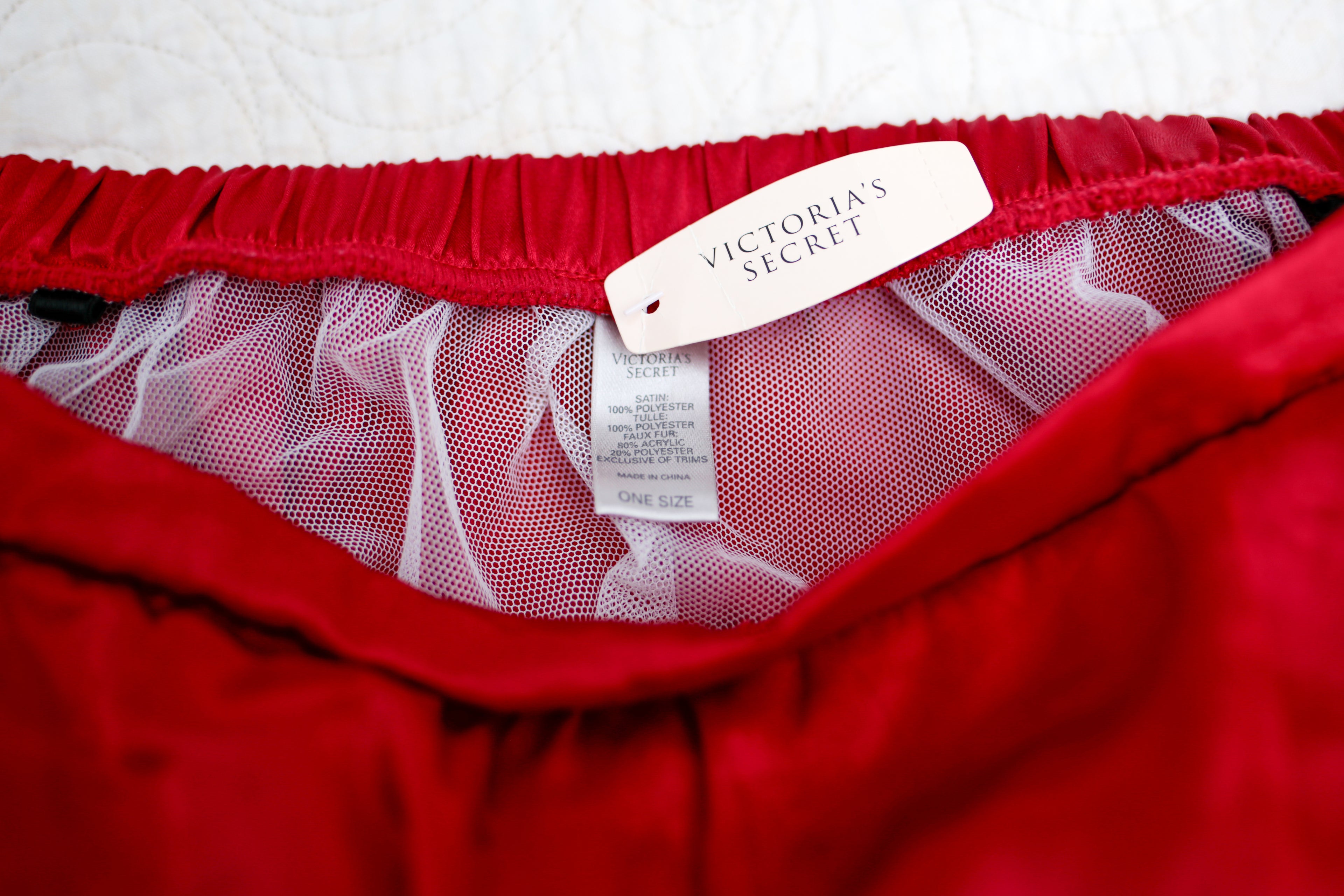 Victoria's Secret Garter Suspenders Christmas Red White Fur Trimmed One Size NEW