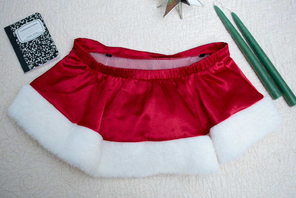 Victoria's Secret Garter Suspenders Christmas Red White Fur Trimmed One Size NEW