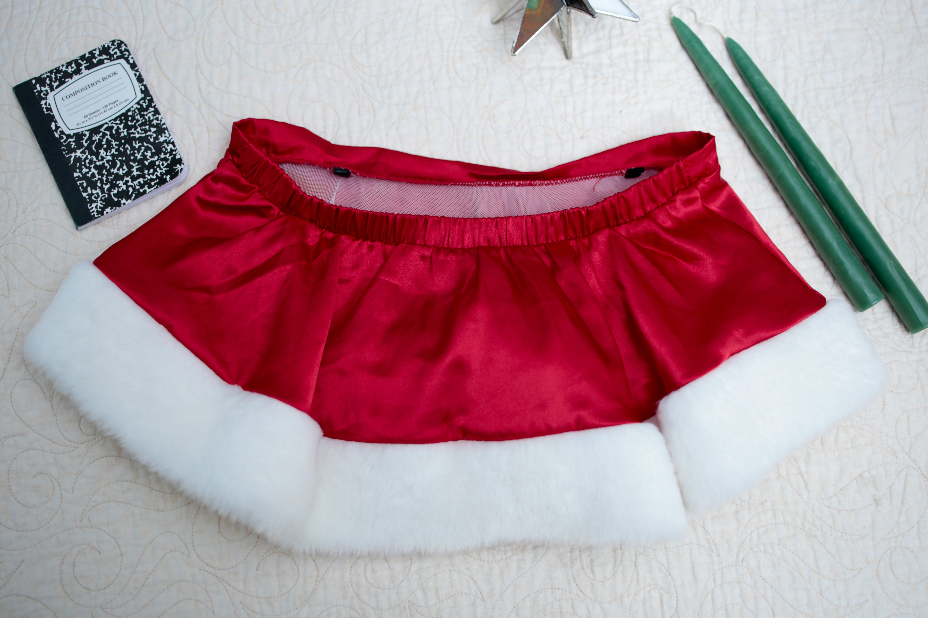 Victoria's Secret Garter Suspenders Christmas Red White Fur Trimmed One Size NEW