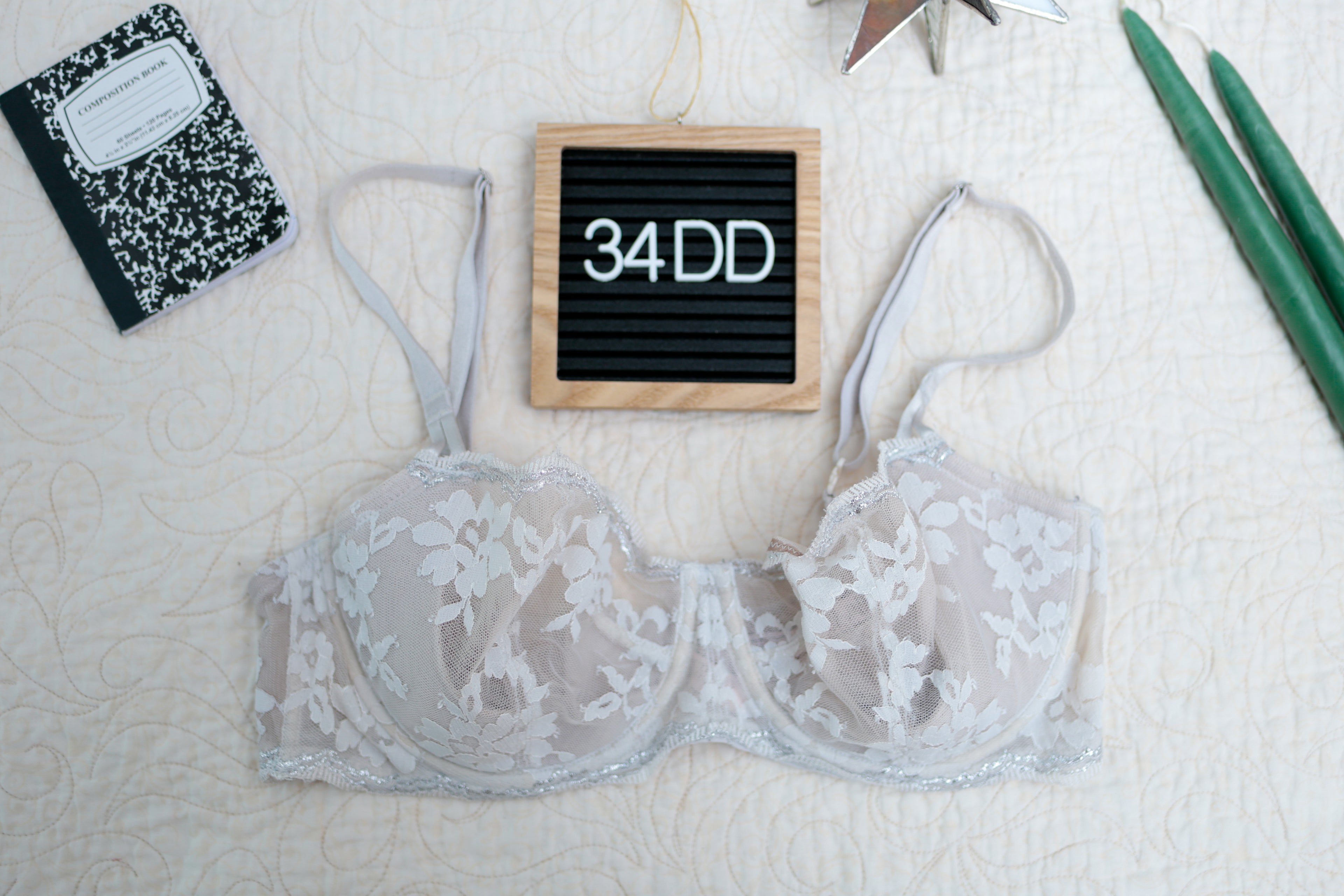 Victoria's Secret 34DD Dream Angels Push-up without Padding Bra White Nude Lace