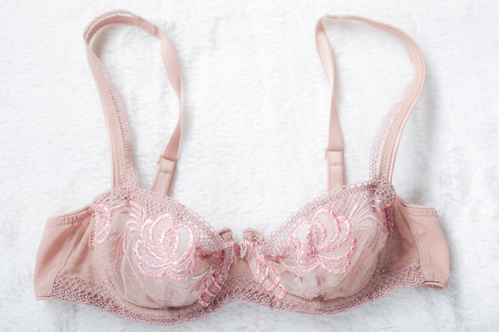 Chantelle Méli Mélo 2955 Floral Embroidered Sheer Mesh Underwire Demi Bra Beige 34B
