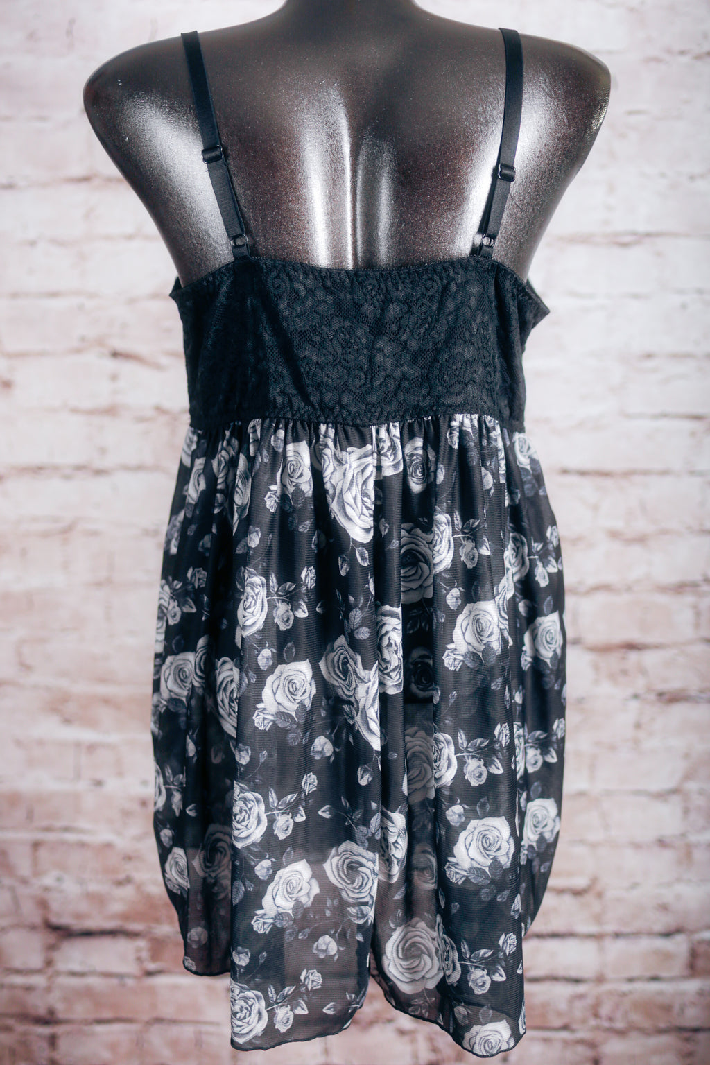 Torrid 2 Sheer Floral Mesh Lace Chemise Lingerie Black