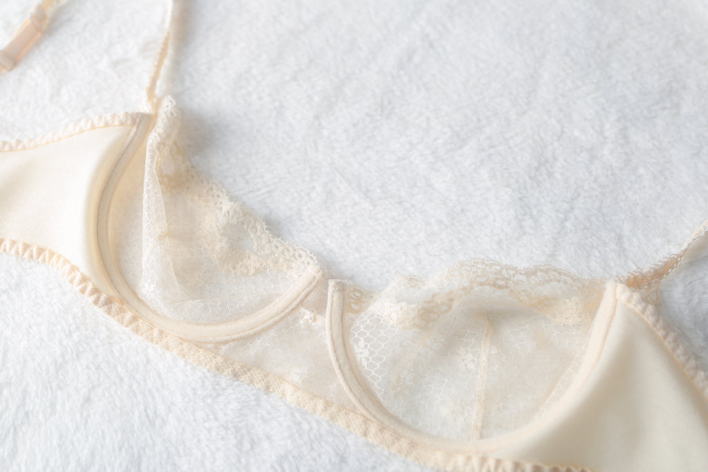 Bolero Vintage French Unlined Sheer Mesh Balconette Demi Bra 36B 95B Ivory