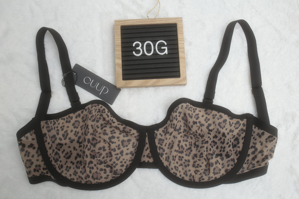 CUUP 30G Karoline Balconette Seamed Unpadded Bra Leopard NEW