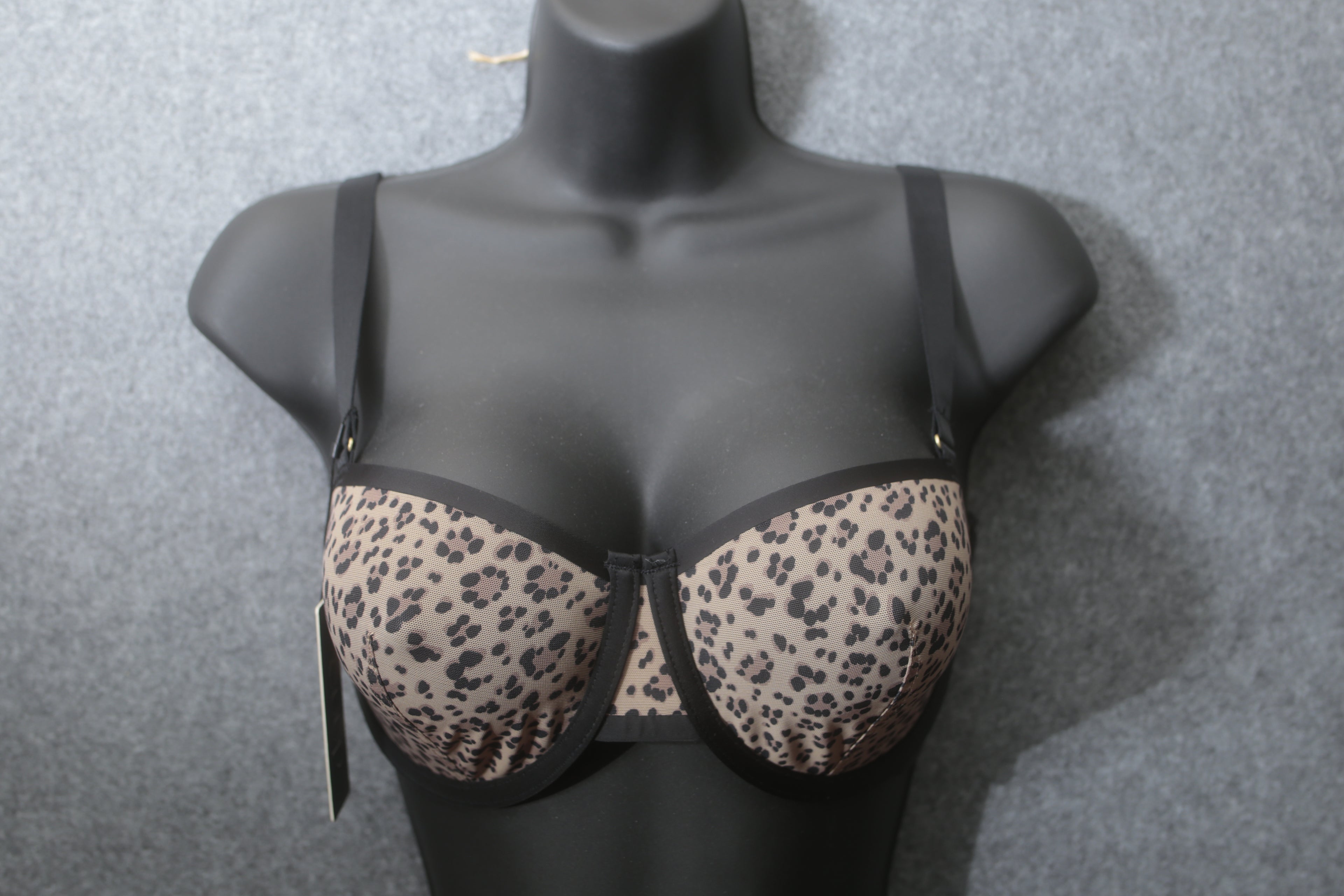 CUUP 30G Karoline Balconette Seamed Unpadded Bra Leopard NEW