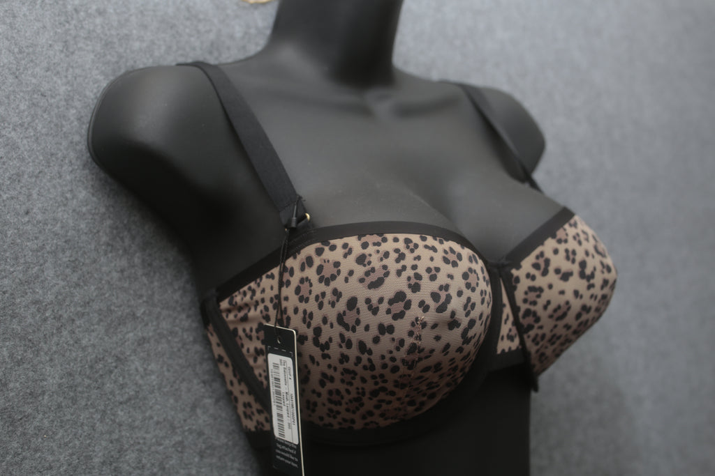 CUUP 30G Karoline Balconette Seamed Unpadded Bra Leopard NEW