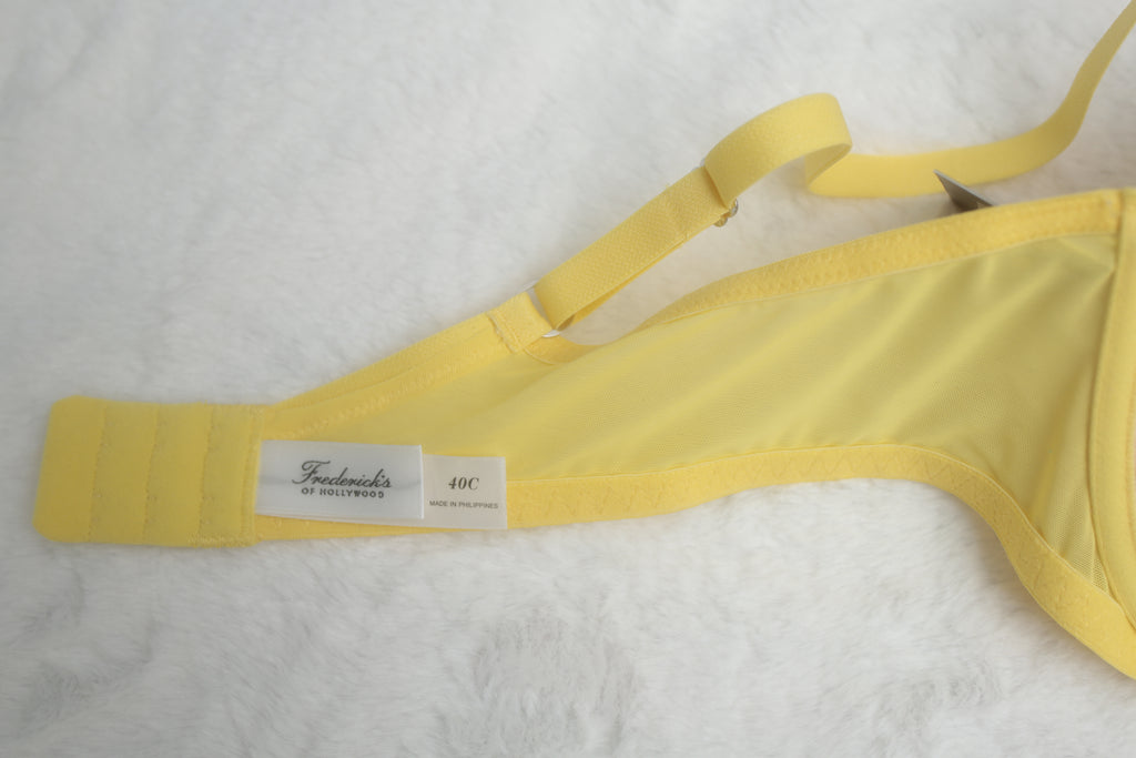Frederick's of Hollywood 40C Seamed Lined Balconette Bra Yellow NEW