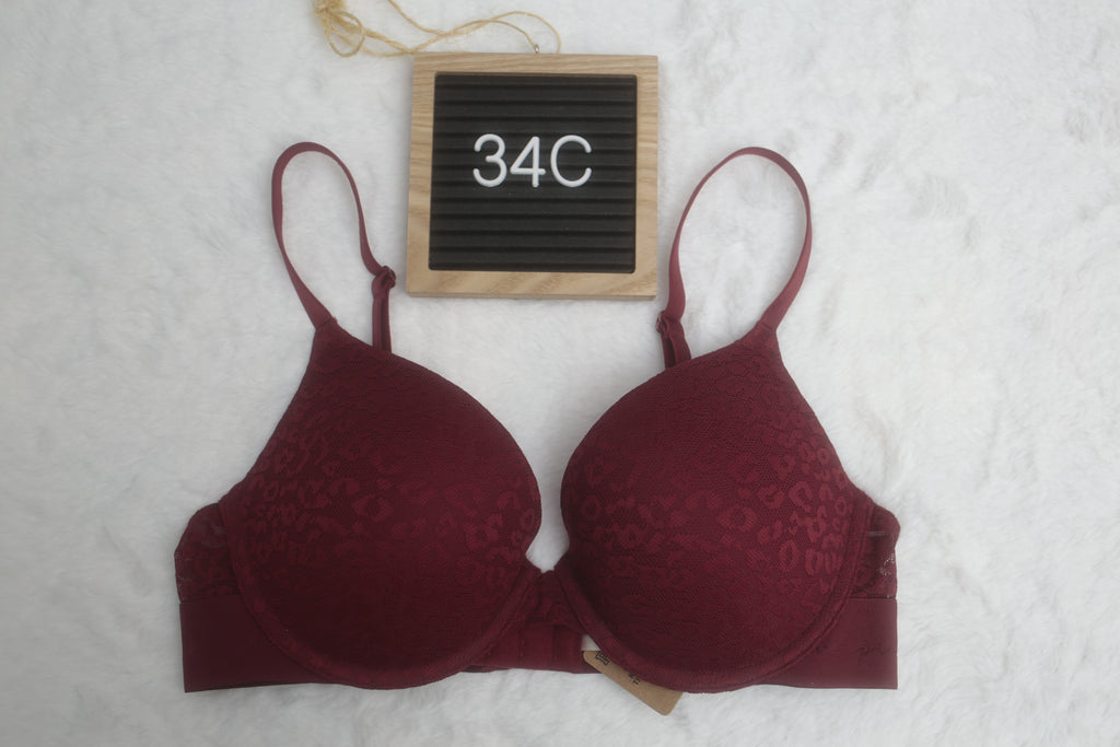 Pink 34C Wear Everywhere Push-up Red Wine Bra NEW