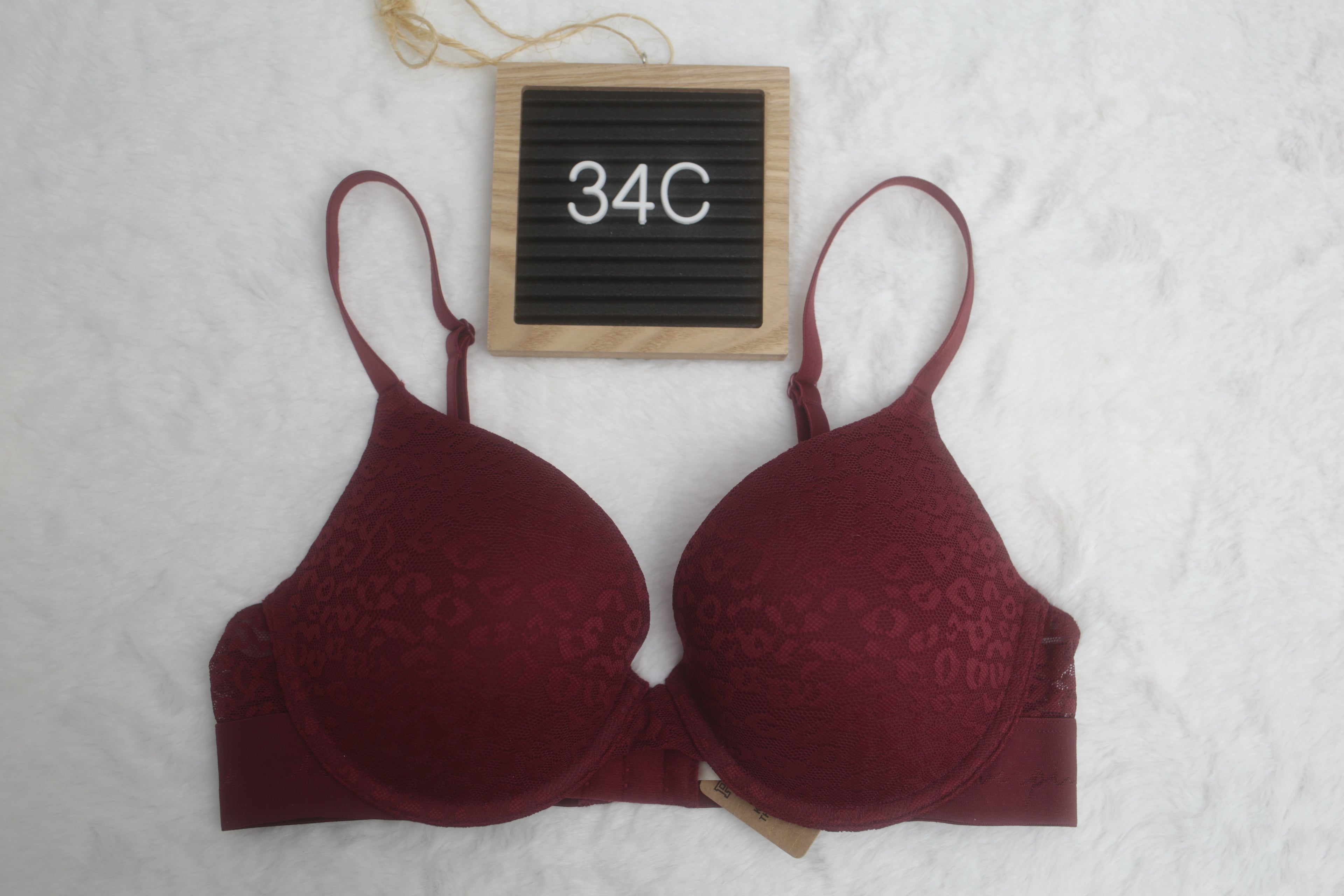 Pink 34C Wear Everywhere Push-up Red Wine Bra NEW