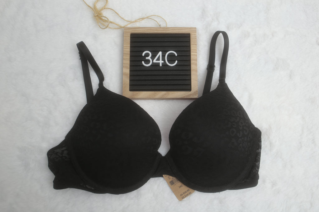 Pink 34C Wear Everywhere Push-up Bra Black Cheetah Leopard NEW