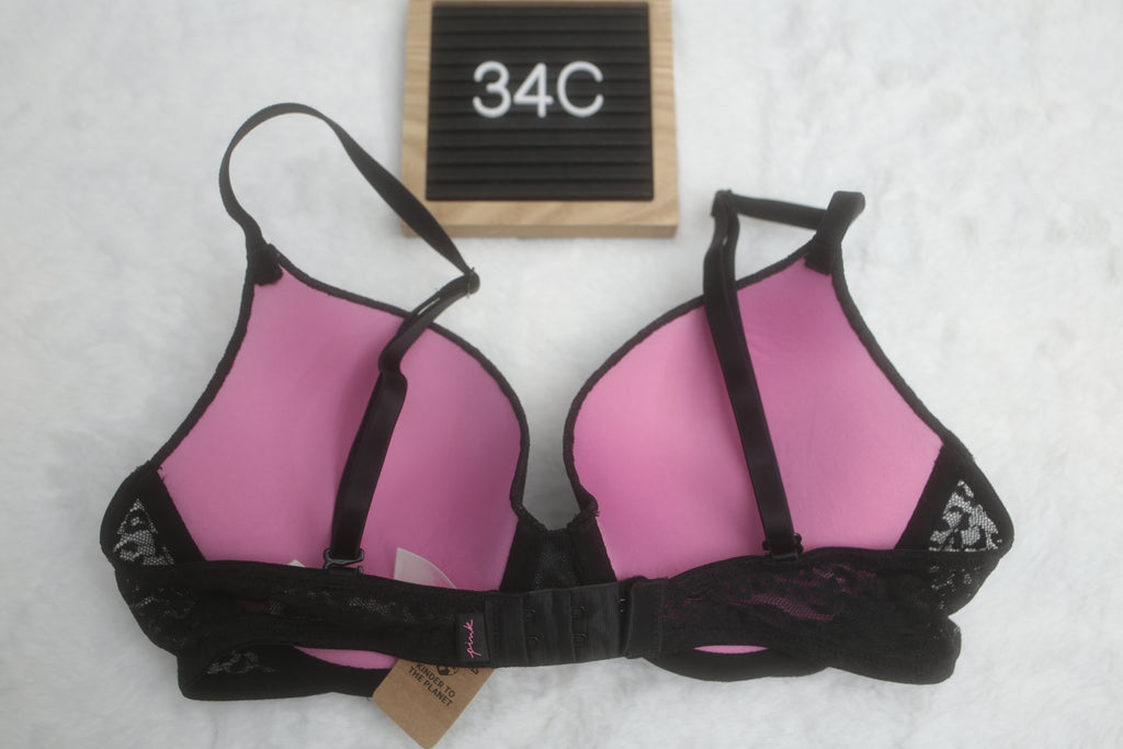 Pink 34C Wear Everywhere Push-up Bra Black Cheetah Leopard NEW