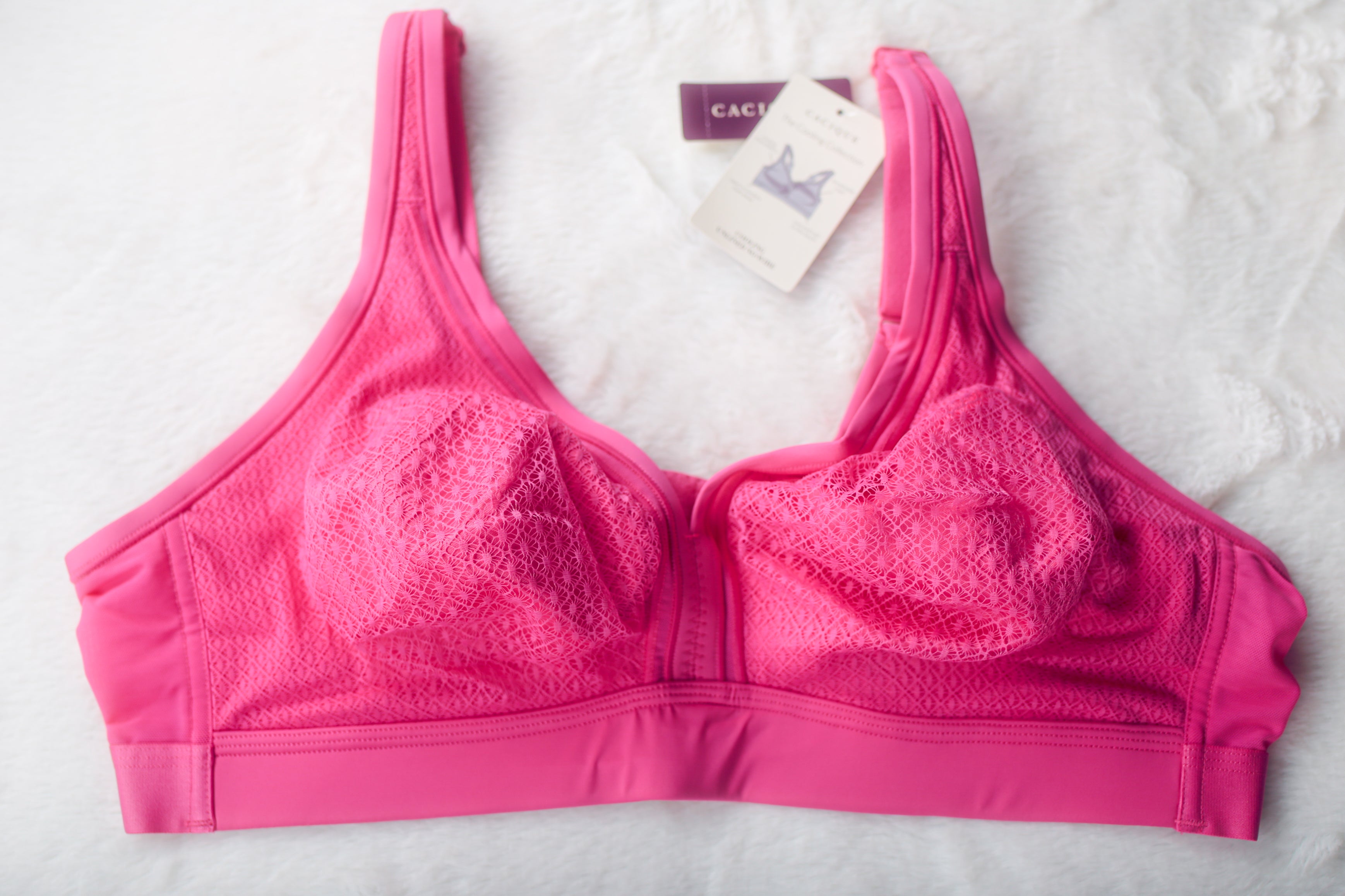 Cacique 42C Cooling Unlined No-wire Wireless Unpadded Bra Pink NEW