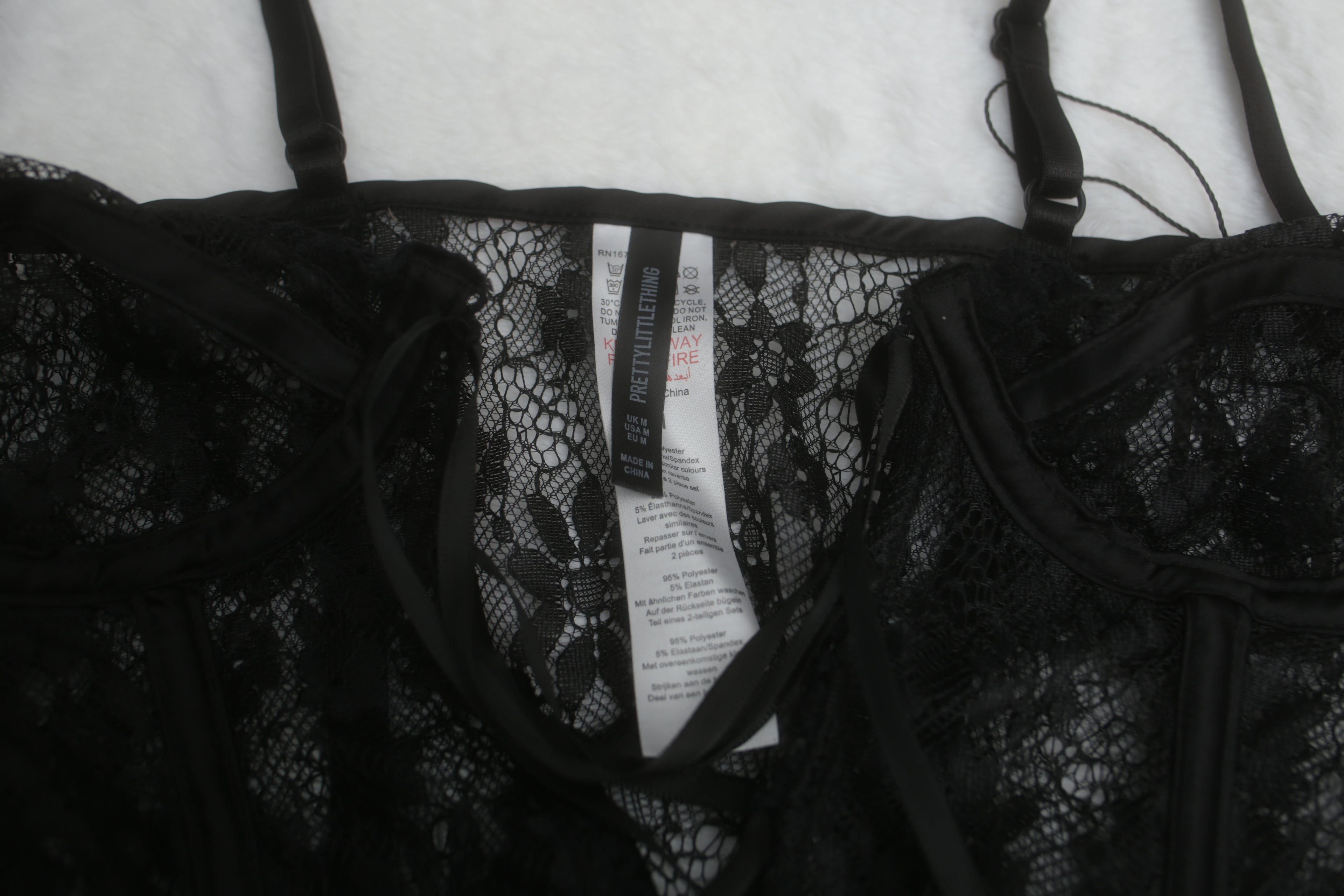 Pretty Little Thing Lace-up Corset Suspenders Lingerie Medium Floral Lace NEW