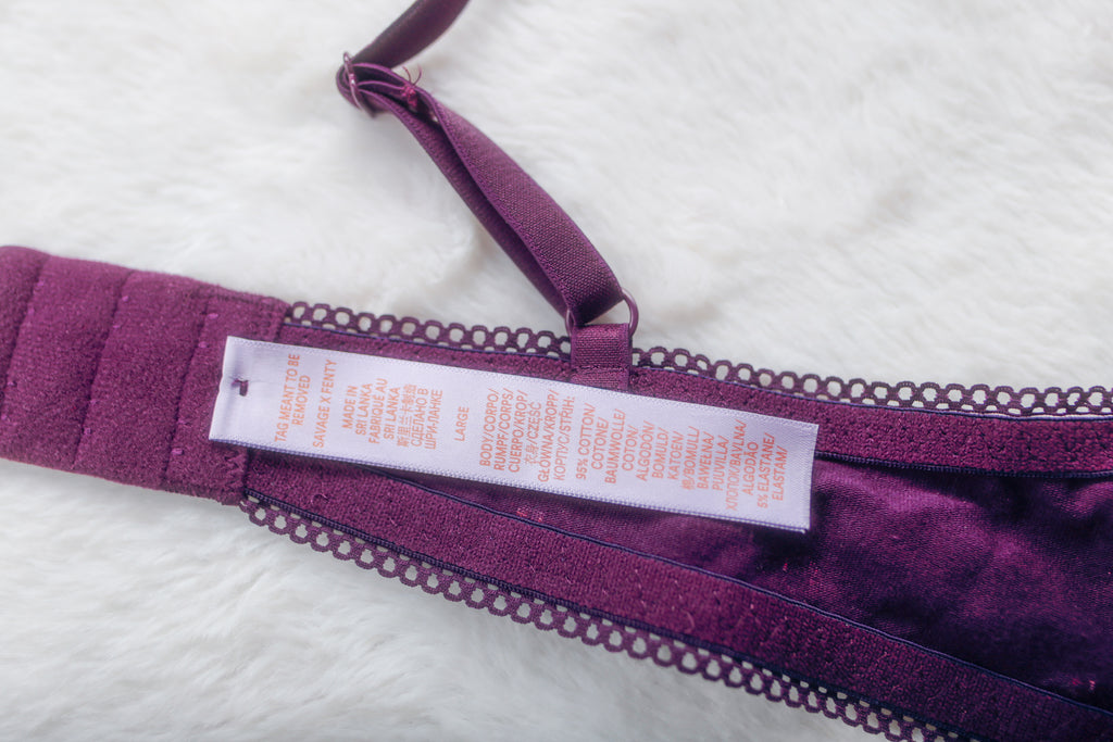 Savage X Fenty Purple Floral Wireless Soft Bralette Bra Large 95% Cotton NEW