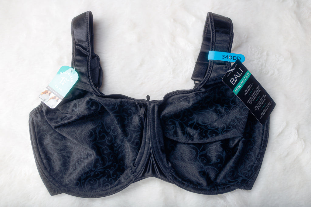 Bali 34DDD Satin Tracings Minimizer 3562 Full Figure Underwire Bra Black NEW (Copy)