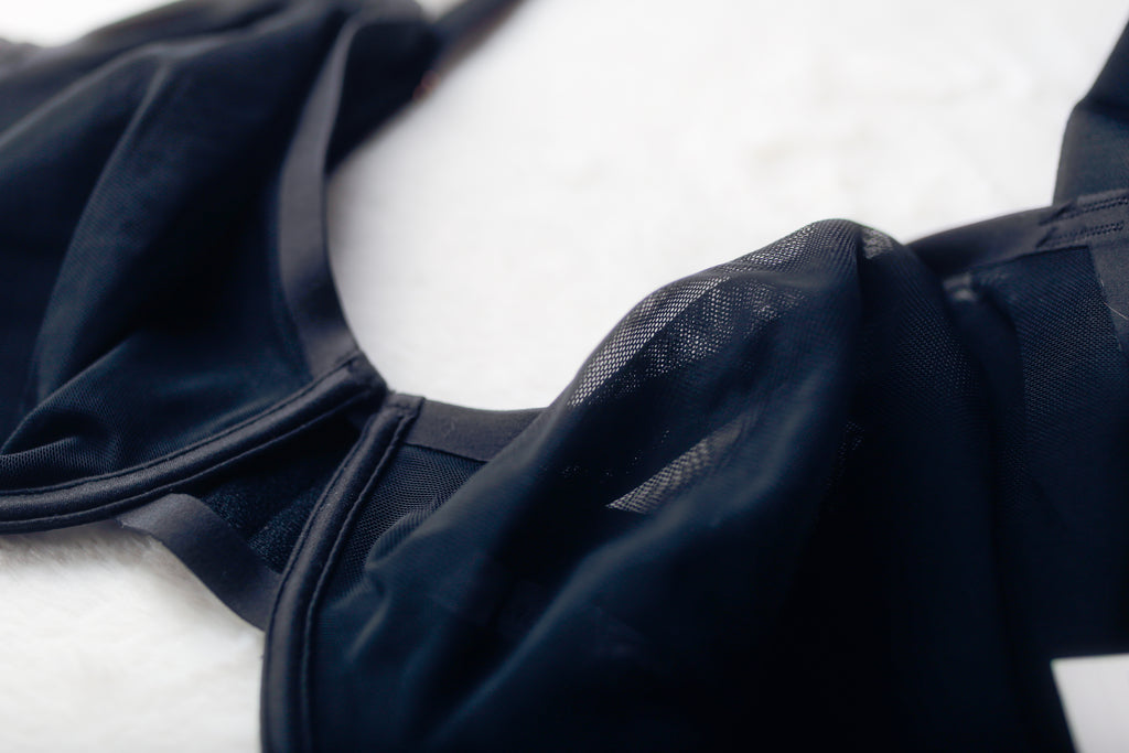 Auden 42DD Mesh Unlined Sheer See-thru Underwire Demi Bra Black NEW