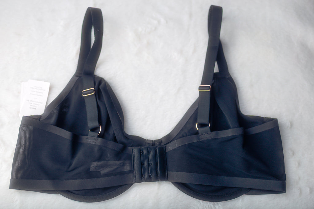 Auden 42DD Mesh Unlined Sheer See-thru Underwire Demi Bra Black NEW