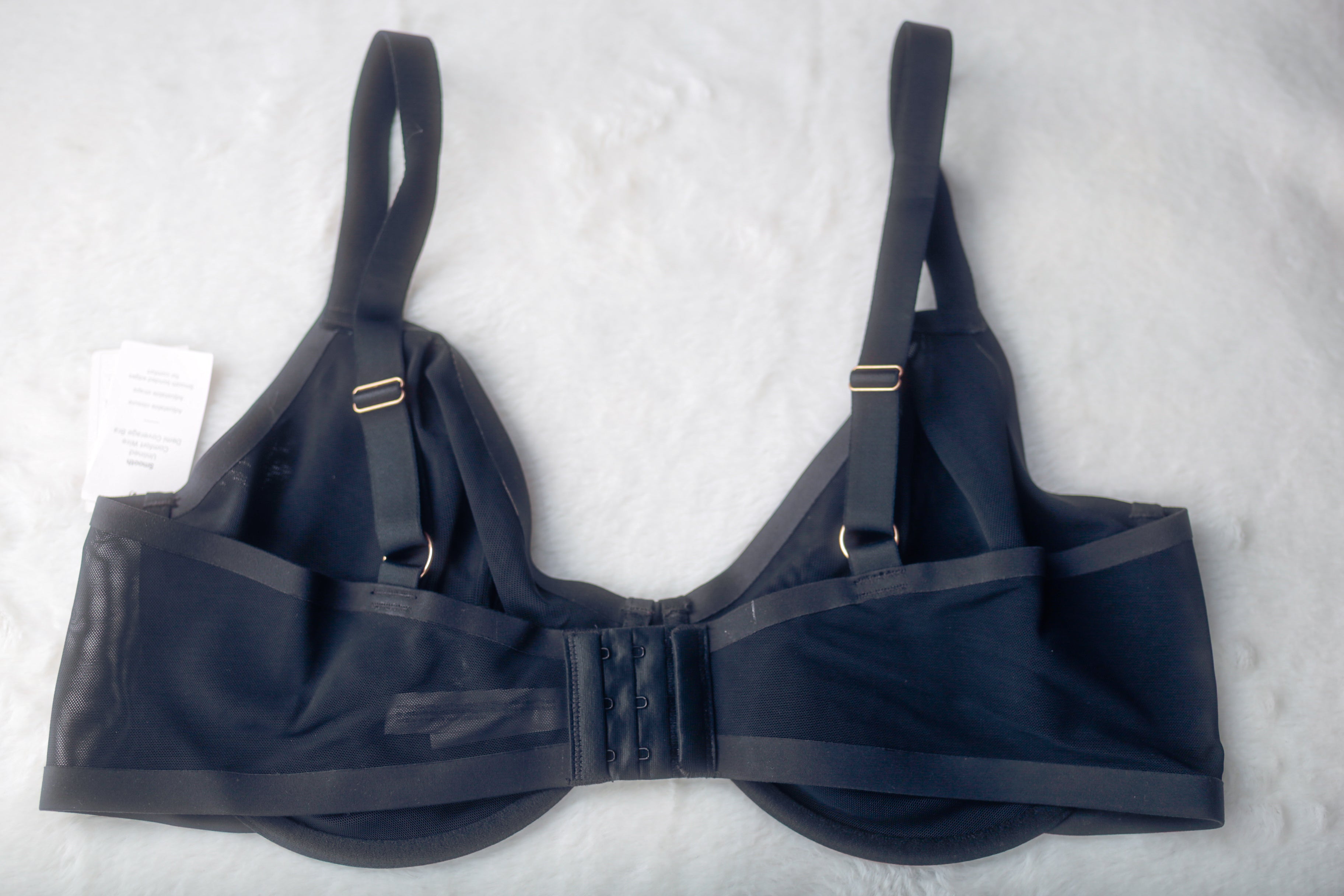 Auden 42DD Mesh Unlined Sheer See-thru Underwire Demi Bra Black NEW