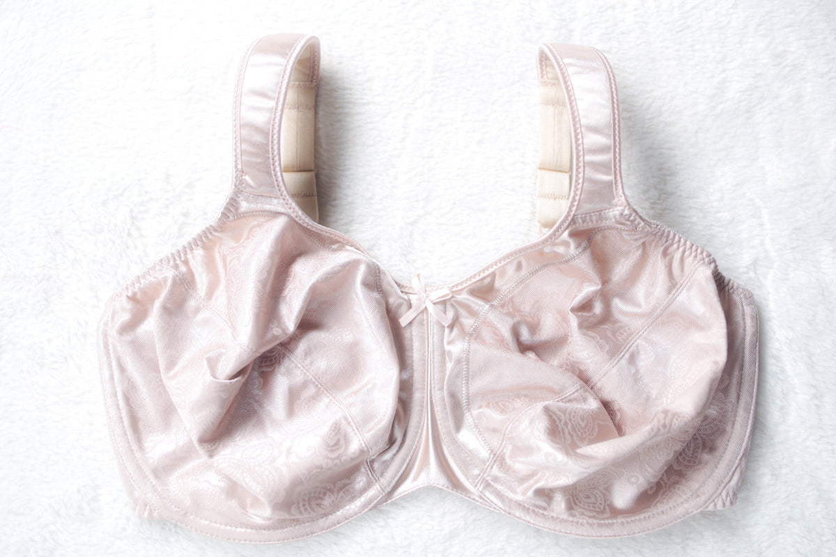 Bali Retro Satin Underwire Unlined Full Coverage Bra 36DDD Beige