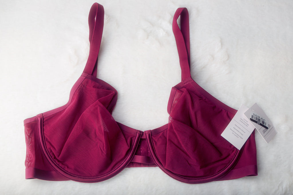 Auden 38D Unlined Sheer Mesh Demi Underwire Seamless Breathable Bra Purple NEW