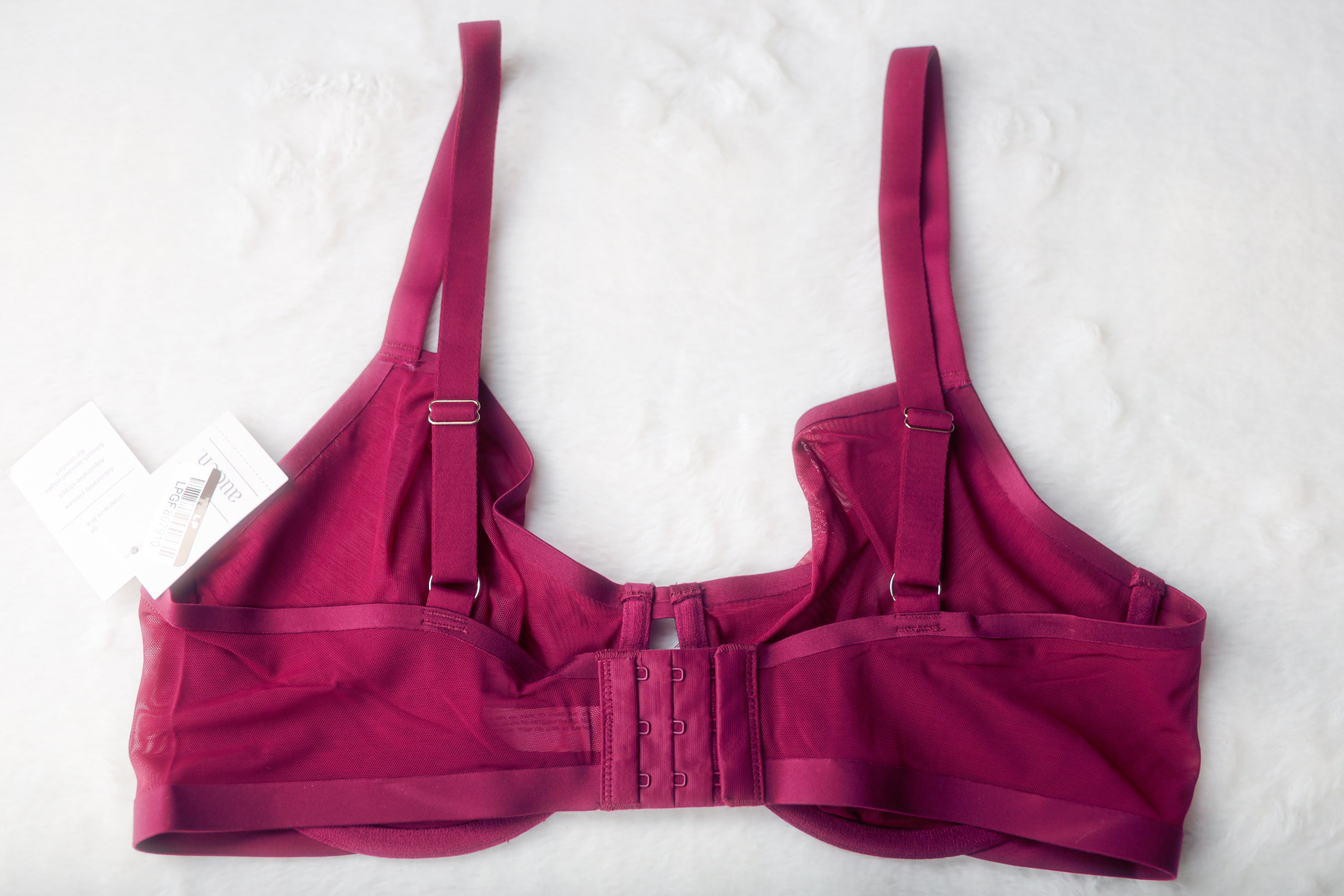 Auden 38D Unlined Sheer Mesh Demi Underwire Seamless Breathable Bra Purple NEW