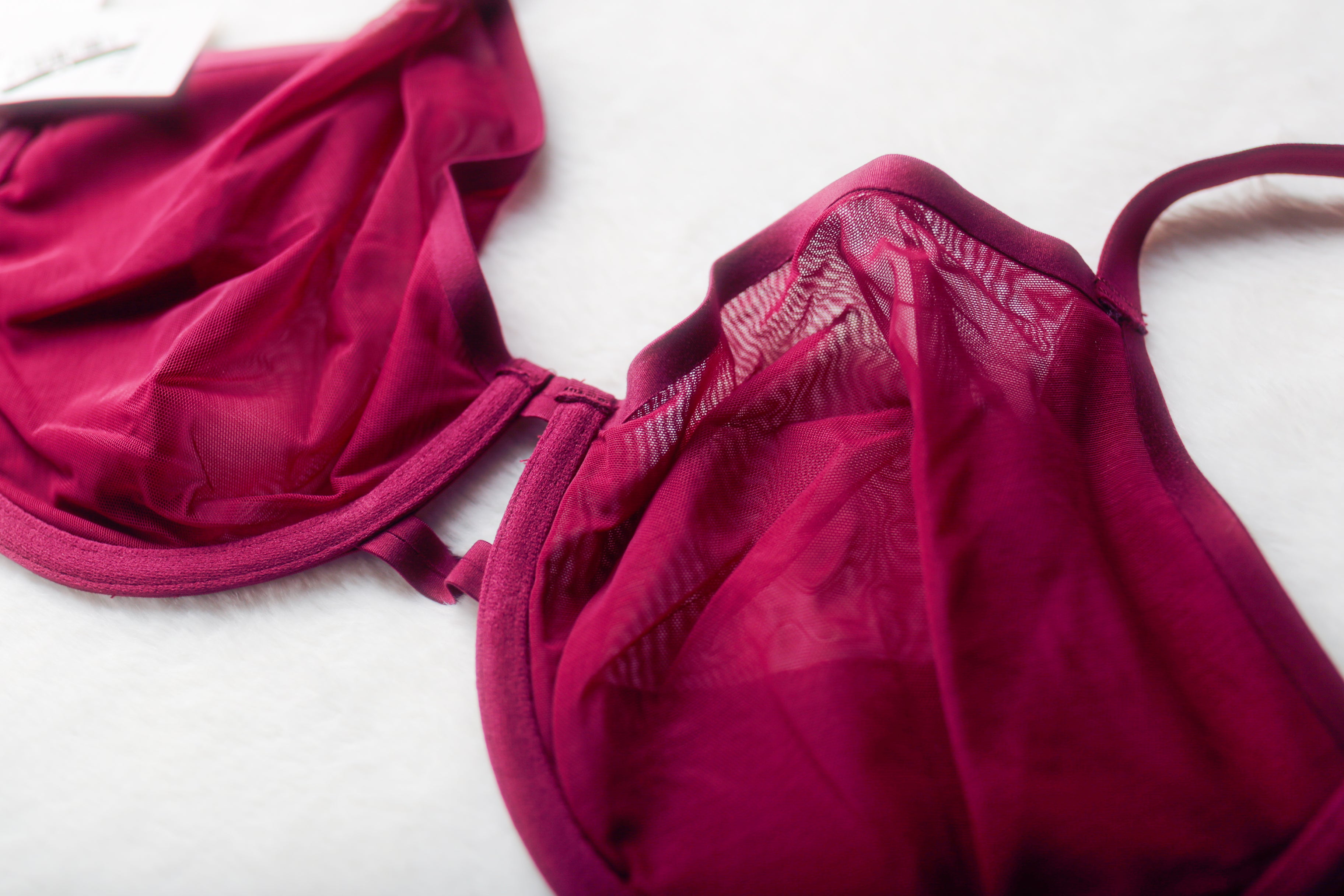 Auden 38D Unlined Sheer Mesh Demi Underwire Seamless Breathable Bra Purple NEW