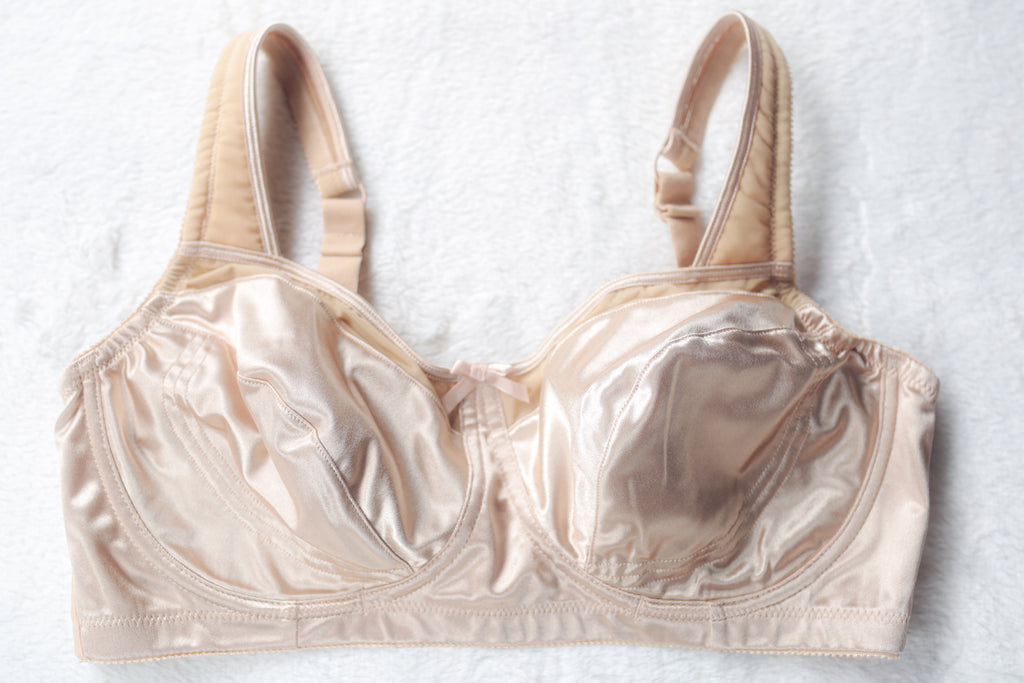 Comfort Choice 27-062 Retro Full Coverage Shiny Satin Bra Beige 38D
