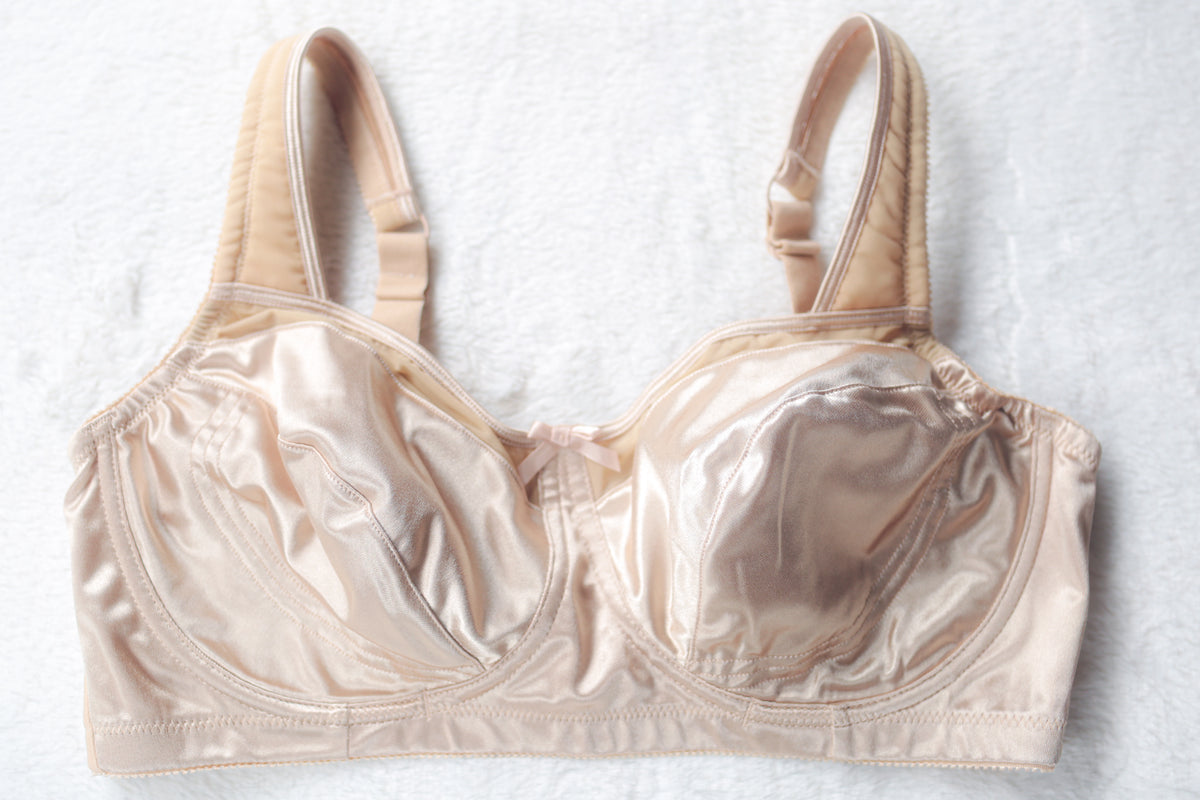 Comfort Choice 27-062 Retro Full Coverage Shiny Satin Bra Beige 38D