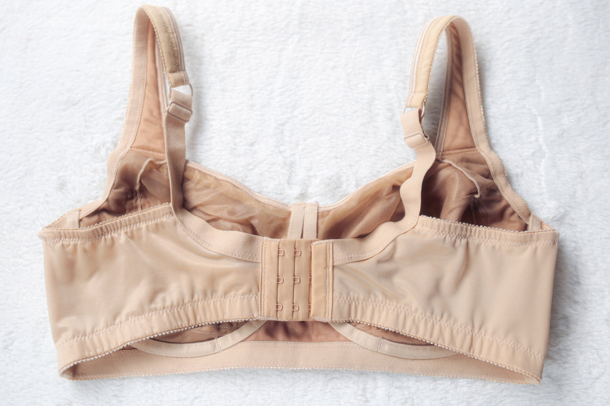 Comfort Choice 27-062 Retro Full Coverage Shiny Satin Bra Beige 38D