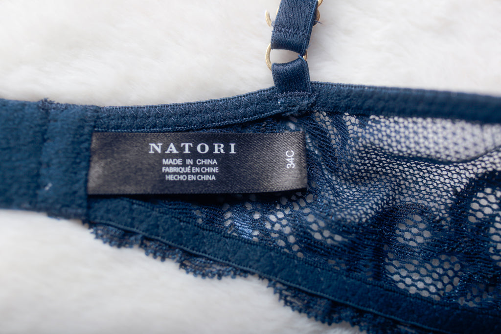 Natori 34C Feathers Plunge Contour T-shirt Bra Blue
