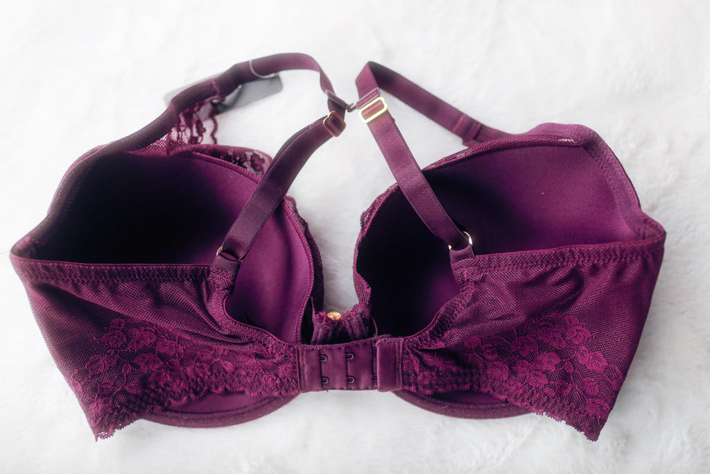 Natori 34G 34DDDD Cherry Blossom Contour Plunge T-shirt Bra Purple NEW