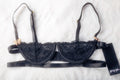 Nasty Gal Diamante Butterfly Unlined Sheer Lace Half-cup Shelf Bra Black XS NEW