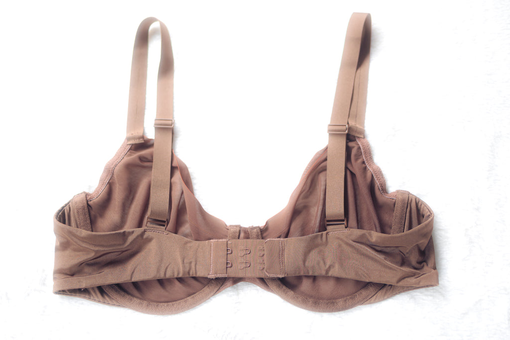 Skims Unlined Sheer Mesh Demi Underwire Seamless Breathable Bra Brown 36C