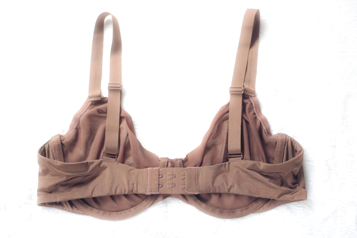 Skims Unlined Sheer Mesh Demi Underwire Seamless Breathable Bra Brown 36C