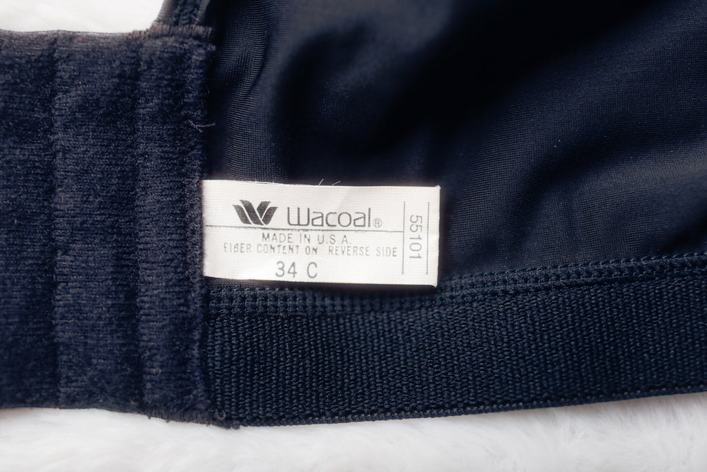 Wacoal 34C Vintage 55101 Underwire Sports Bra Black USA-made