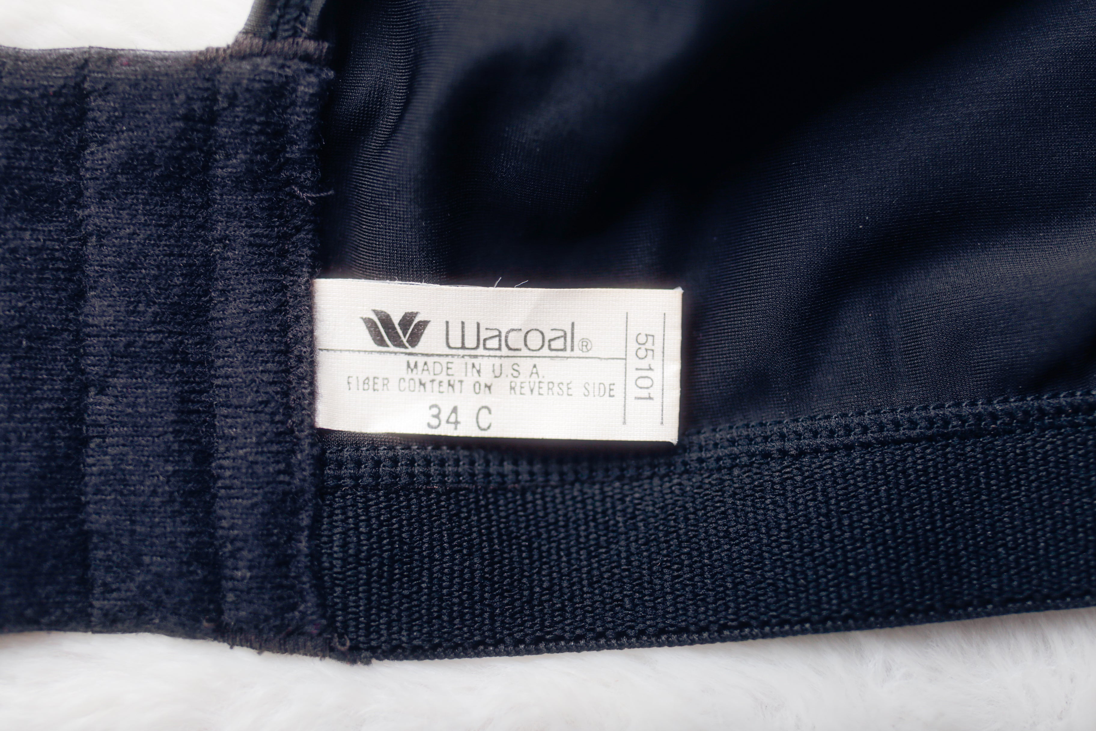 Wacoal 34C Vintage 55101 Underwire Sports Bra Black USA-made