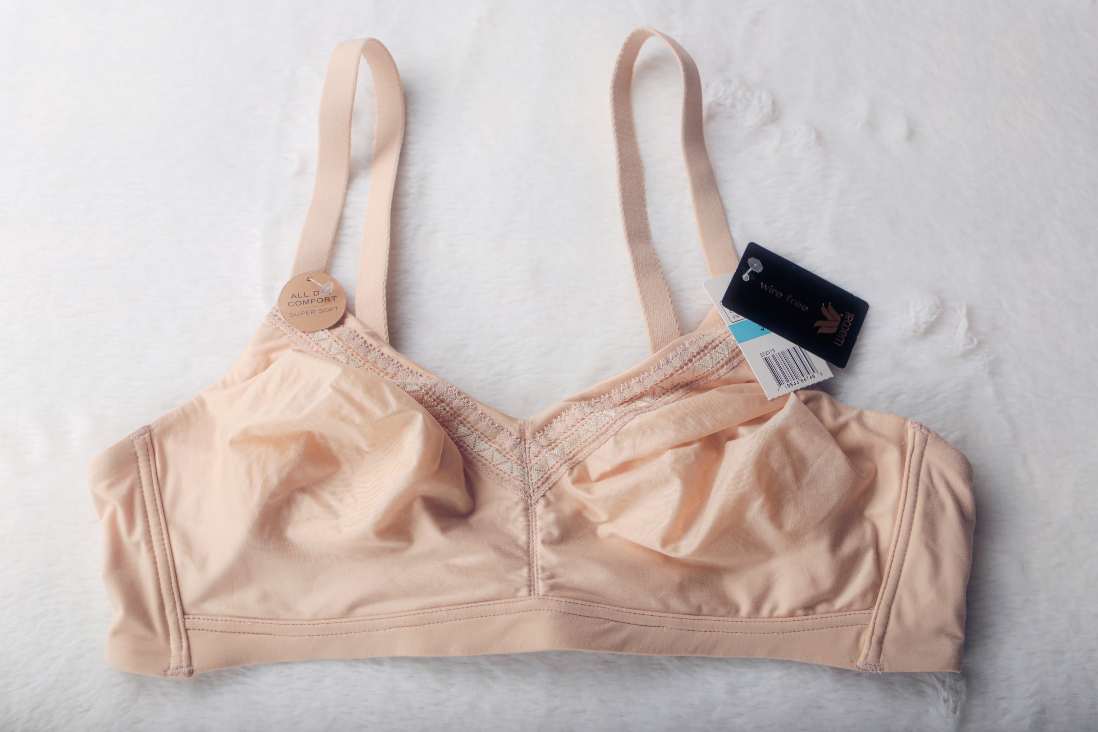 Wacoal 38C Perfect Primer Wirefree 853212 Unlined Unpadded Bra Beige NEW