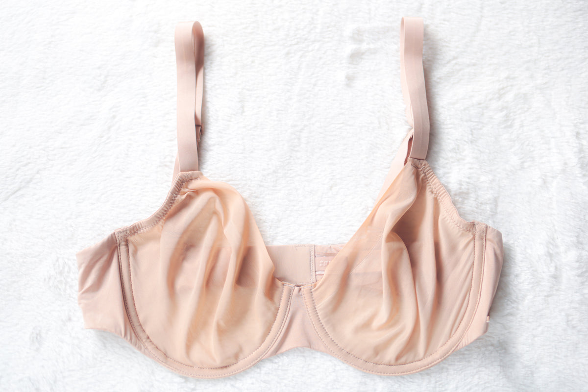 Skims Unlined Sheer Mesh Demi Underwire Seamless Breathable Bra Beige 36C