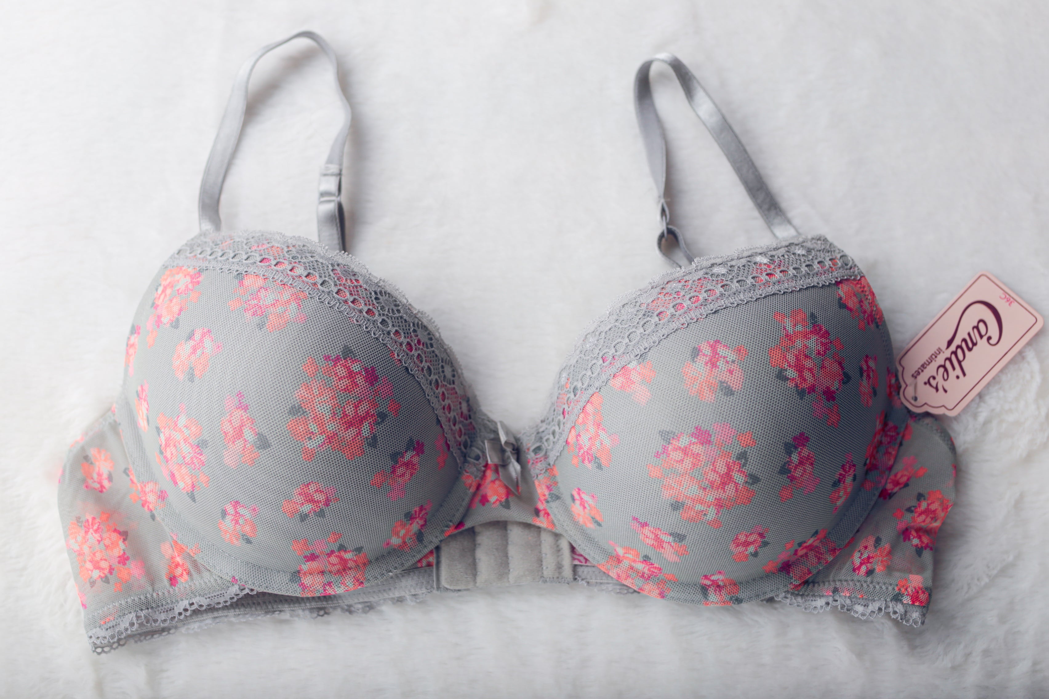 Candie's 36C Floral Push-up Padded Molded Underwire Cottage Bra NEW